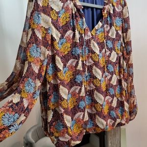 Bohemian style long sleeve printed top